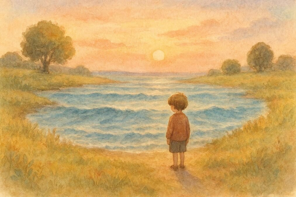 Menino olhando para o mar