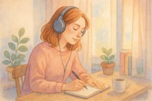 Meli ouvindo música