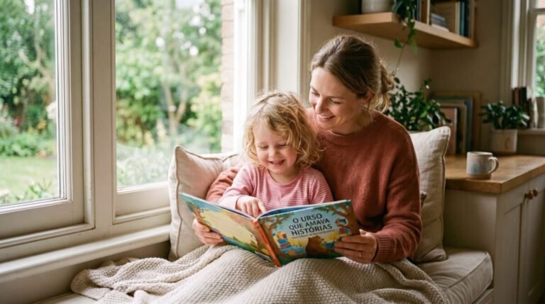 Mãe lendo um livro com a criança